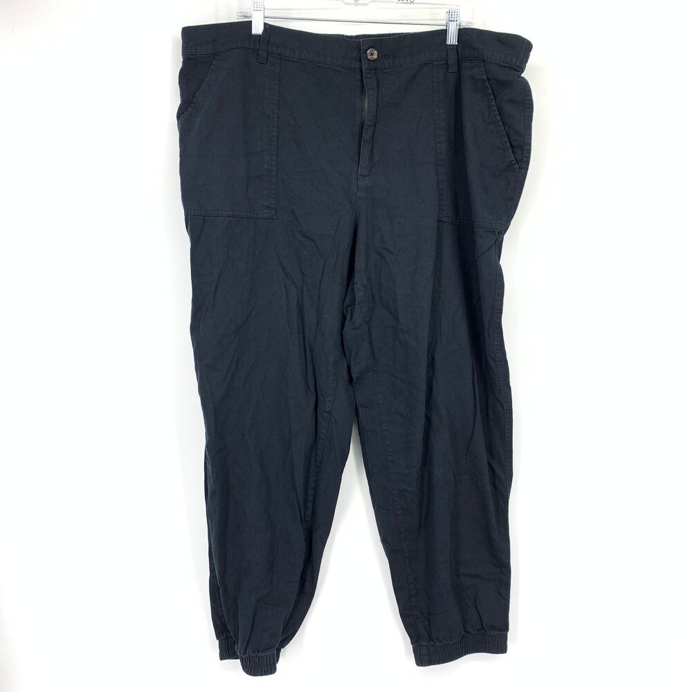 GAP Casual Jogger Pants Womens Sz XXL Black Elastic Back Waistband Cotton Blend